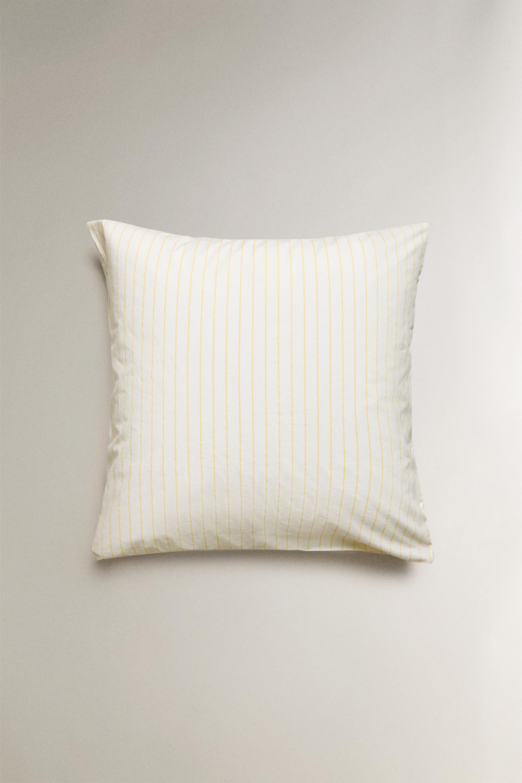 FADED STRIPED COTTON PILLOWCASE